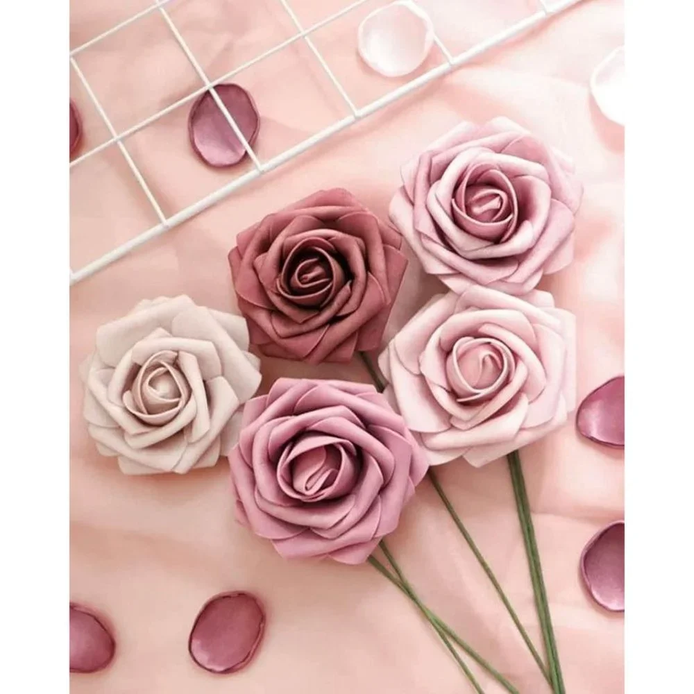 25 count | Shades of Mauve Ombre Colors Dusty Pink Roses Wedding Flowers Bouquet - Picture 3 of 4